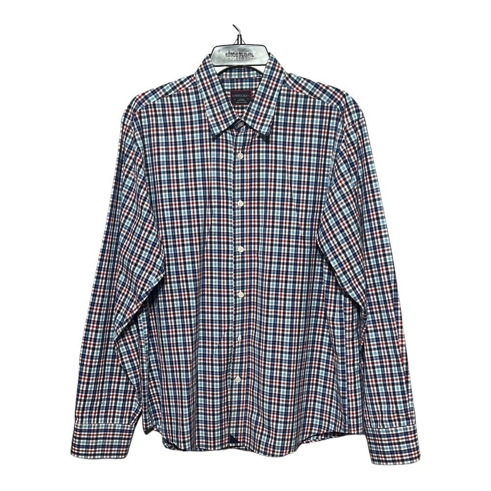 UNTUCKit Modern Fit Plaid Button-Up Shirt Blue Multi-Color Long Sleeve Large